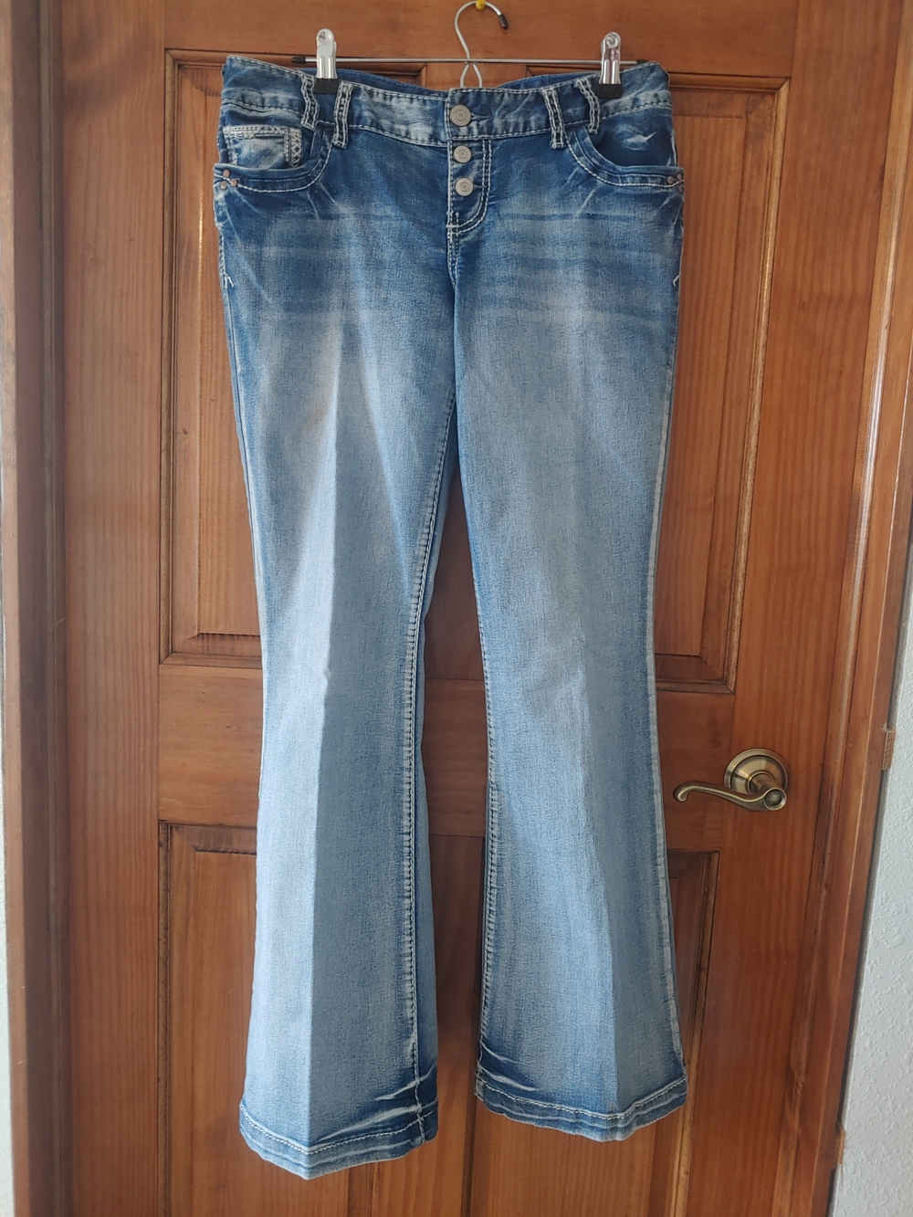 Vigoss Light-Mid Blue Flared Jeans with Triple Button
